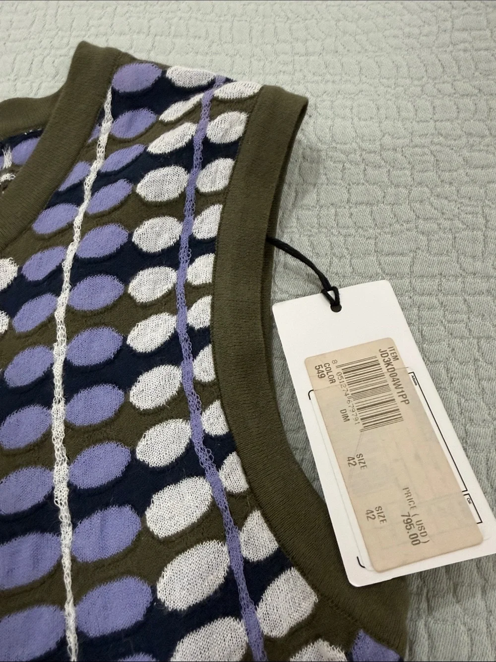 Missoni Sleeveless Patterned Fit-and-Flare Dress in Lavender and Olive